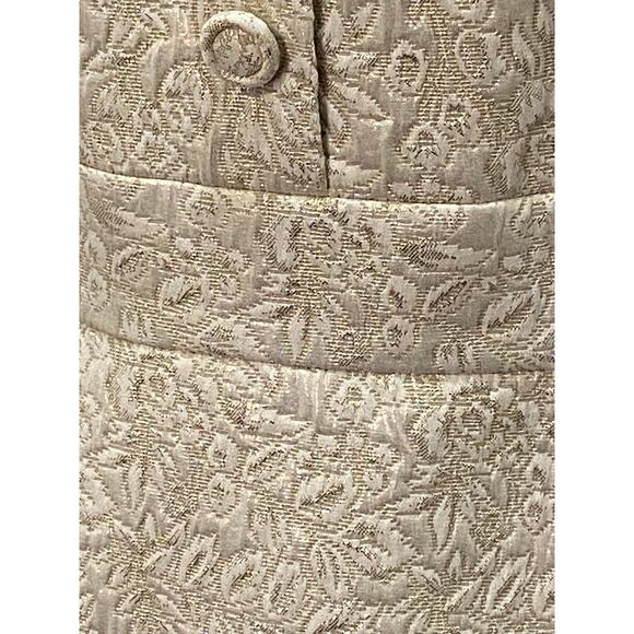 TAHARI ASL Ivory Gold Metallic Brocade Dress 6 Vintage Inspired Elegant Cocktail - Picture 4 of 7